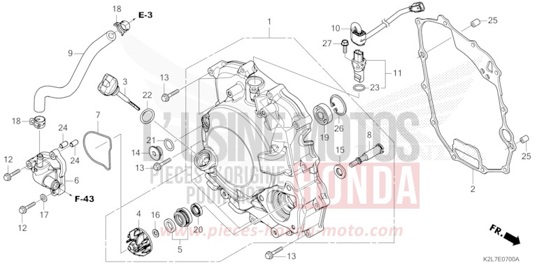 KURBELGEHAEUSEABDECKUNG/WASSERPUMPE von ADV 350 MAT COAL BLACK METALLIC (NHC81) von 2024